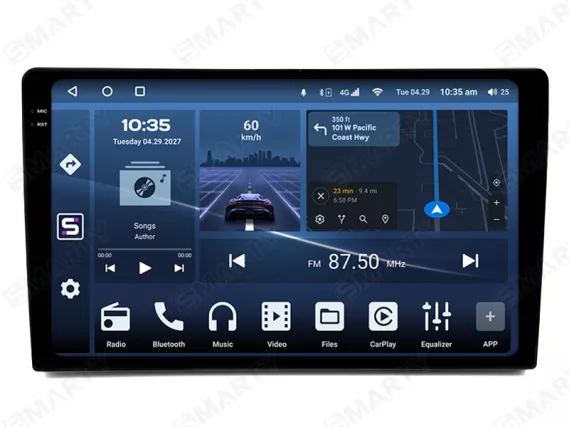 10.1-inches universal Android car radio with 2 DIN mount Apple CarPlay