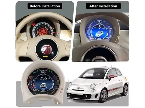 Cyfrowy zestaw wskaźników Fiat 500 (2007-2024) | Plug & Play