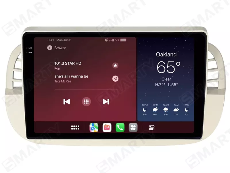 Autoradio Pour Fiat 500 (2007-2015) Avec CarPlay/Android Auto Sans Fil - Bluetooth 5.0, écran IPS, Son HIFI